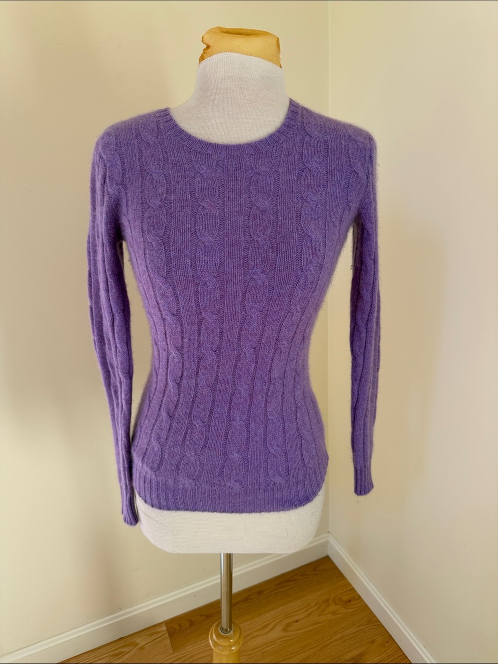 Polo by Ralph Lauren XXS dark lavender cable knit cashmere sweater